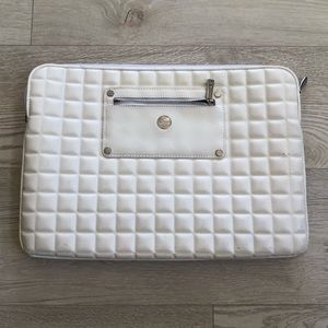 Knomo London White Quilted Laptop Sleeve Case Bag